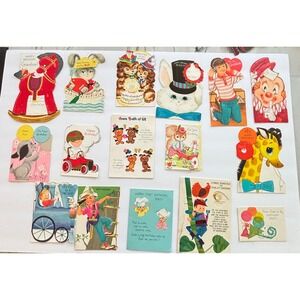Vintage 1960s Birthday Greeting Cards Lot 16 Boy Child Mid Century MCM Ephemera